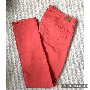 American Eagle Coral Stretch Skinny Jeans 10L